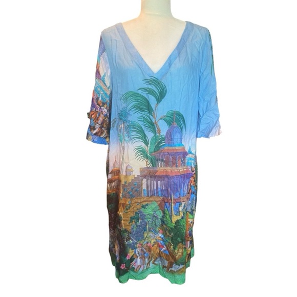 Ruby Yaya Womens Knee Length India Print V-Neck Dress - Picture 1 of 7